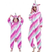 Family Set Unicorn Polar Fleece Kigurumi Onesie Pajama Costume Without Slippers