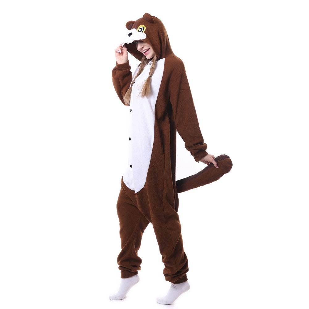 HKSNG dorosły wiewiórka Onesies piżama polarowa impreza z okazji Halloween Oneises kostiumy kombinezon kombinezony piżama z kapturem Kigurumi