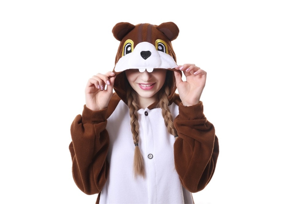 HKSNG dorosły wiewiórka Onesies piżama polarowa impreza z okazji Halloween Oneises kostiumy kombinezon kombinezony piżama z kapturem Kigurumi