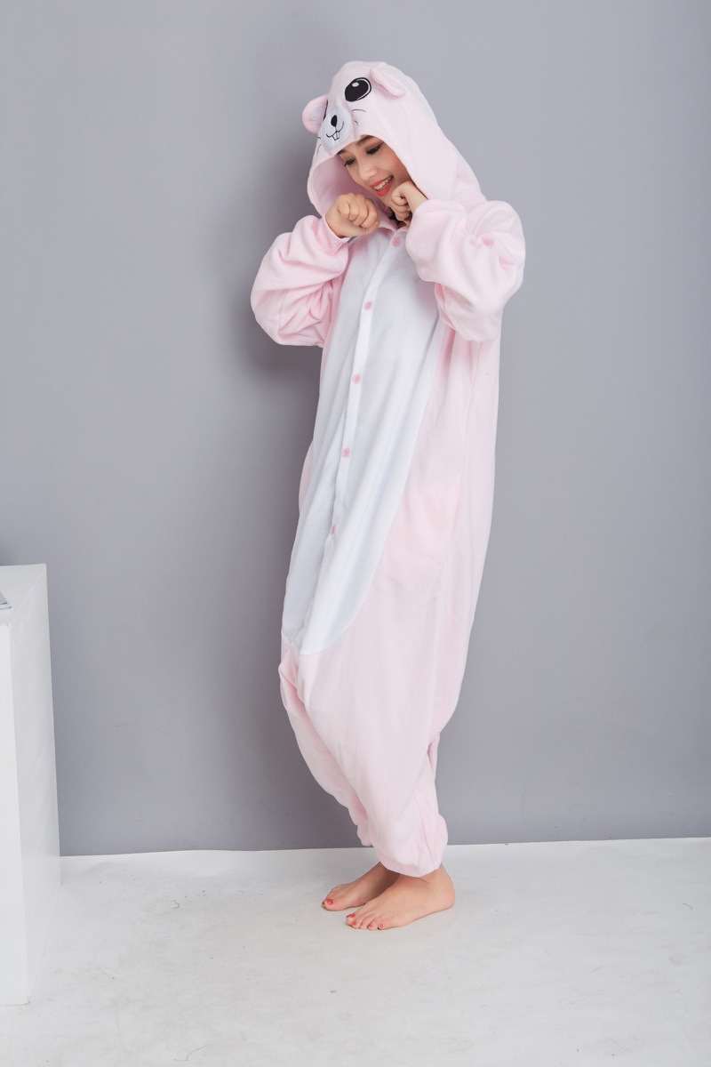 HKSNG nowy dorosłych zwierząt różowy niebieski mysz Onesie Kigurumi piżamy polarowe kombinezony kreskówki najlepszy prezent Party Homewear