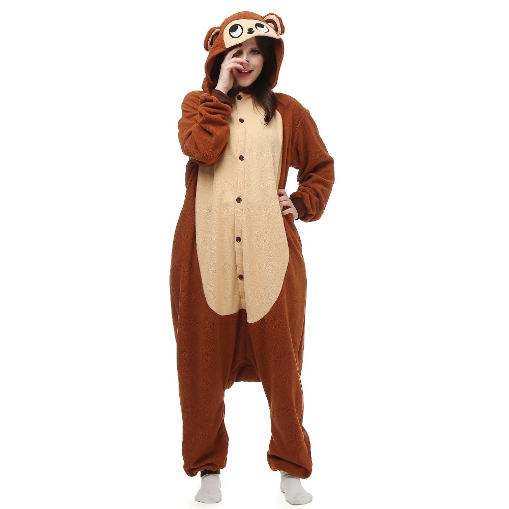 HKSNG dorosłych zwierząt brązowa małpa piżamy wysokiej jakości Cartoon kombinezony Kigurumi kostiumy kombinezony Christmas Gift dla kobiet mężczyzn