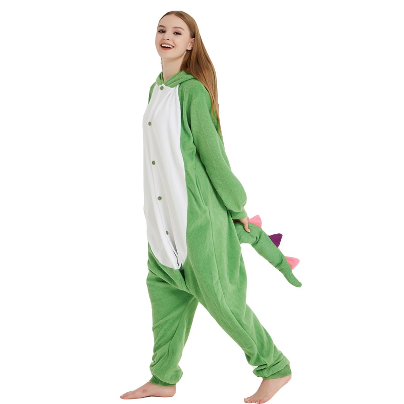 HKSNG dorosłych Kigurumi Deluxe smok zwierząt zielony kostium Onesies wysokiej jakości Cosplay kombinezony piżamy boże narodzenie Homewear