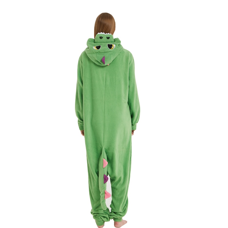 HKSNG dorosłych Kigurumi Deluxe smok zwierząt zielony kostium Onesies wysokiej jakości Cosplay kombinezony piżamy boże narodzenie Homewear