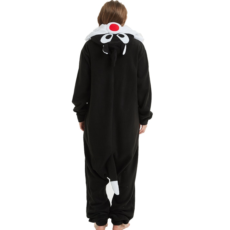 HKSNG dorosły czarny wilk Onesie Kigurumi piżama polar kreskówka kostium na Halloween kombinezony piżamy
