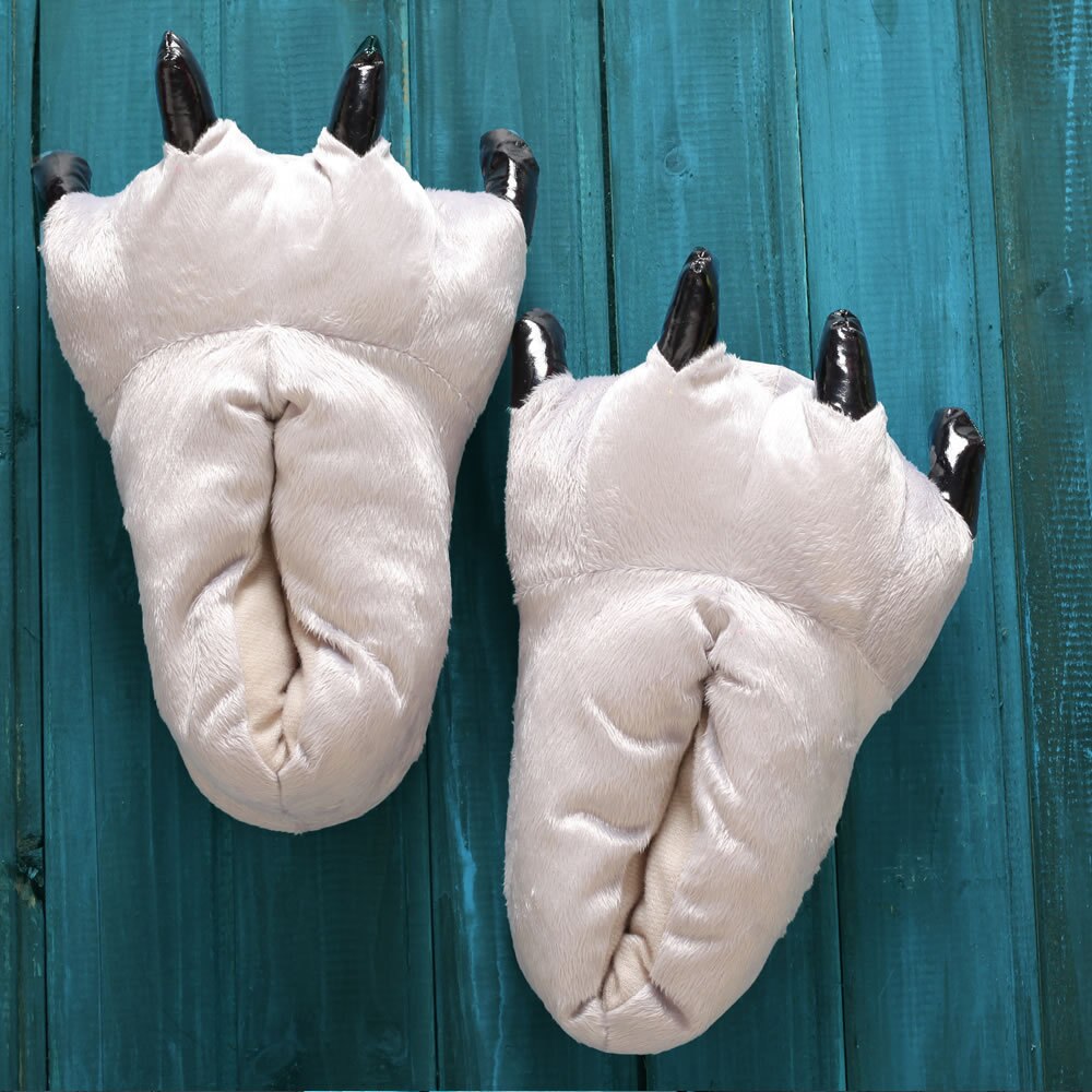 HKSNG Cheap On Sale Giraffe Cow Tiger Warm Flannel Cartoon Indoor Floor Slippers Paw Claw Home Shoes Christmas Pajamas Best Gift