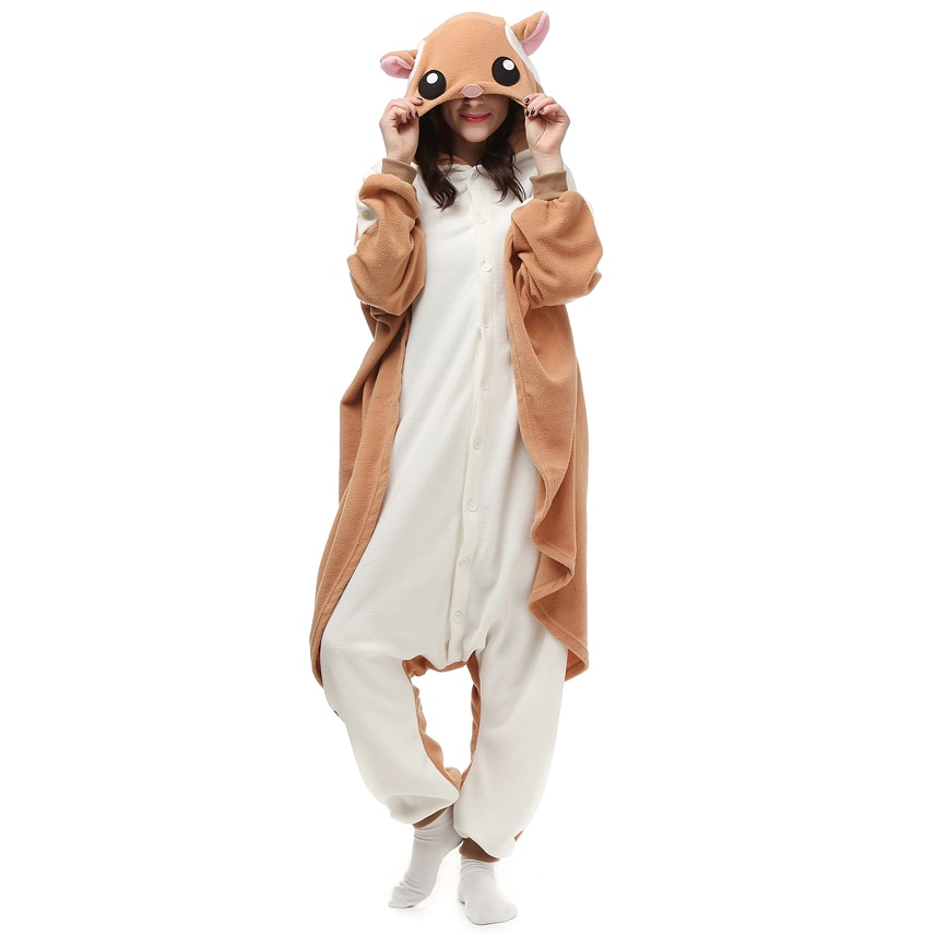 HKSNG Animal Adult Kigurumi Flying Squirrel Onesies Party Halloween Mouse Pajamas Cosplay Chipmuck Costumes Sleepwear Jumpsuit