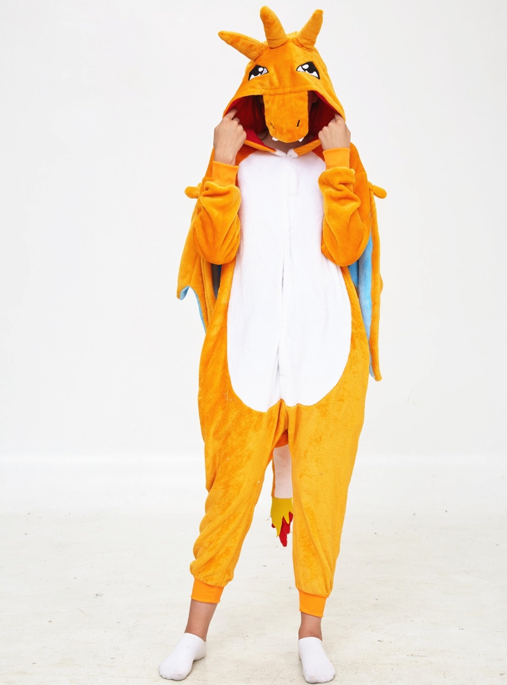 HKSNG Adult Dragon Onesies Kigurumi Pajamas Flannel Halloween Party Oneises Costumes Suit Jumpsuits Pyjamas Hooded