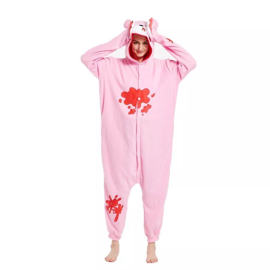 Kigurumi Adult Pink Gloomy Bear Onesies Cartoon Pajamas Animal Halloween Party Costume Jumpsuits Hooded Pyjamas Suit Outfit
