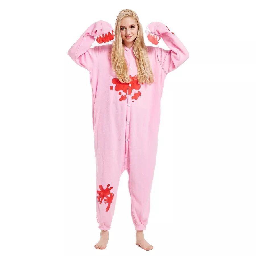 Kigurumi Adult Pink Gloomy Bear Onesies Cartoon Pajamas Animal Halloween Party Costume Jumpsuits Hooded Pyjamas Suit Outfit