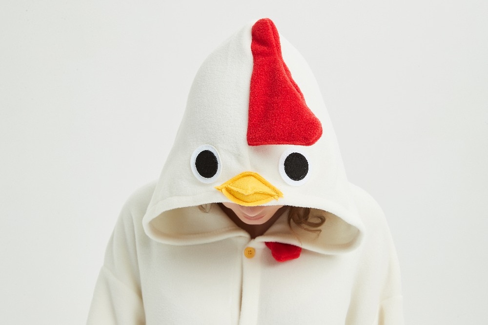 HKSNG Animal Adult Kigurumi White Chicken Onesies Cartoon Family Party Rooster Cock Pajamas Cosplay Costumes Sleepwear