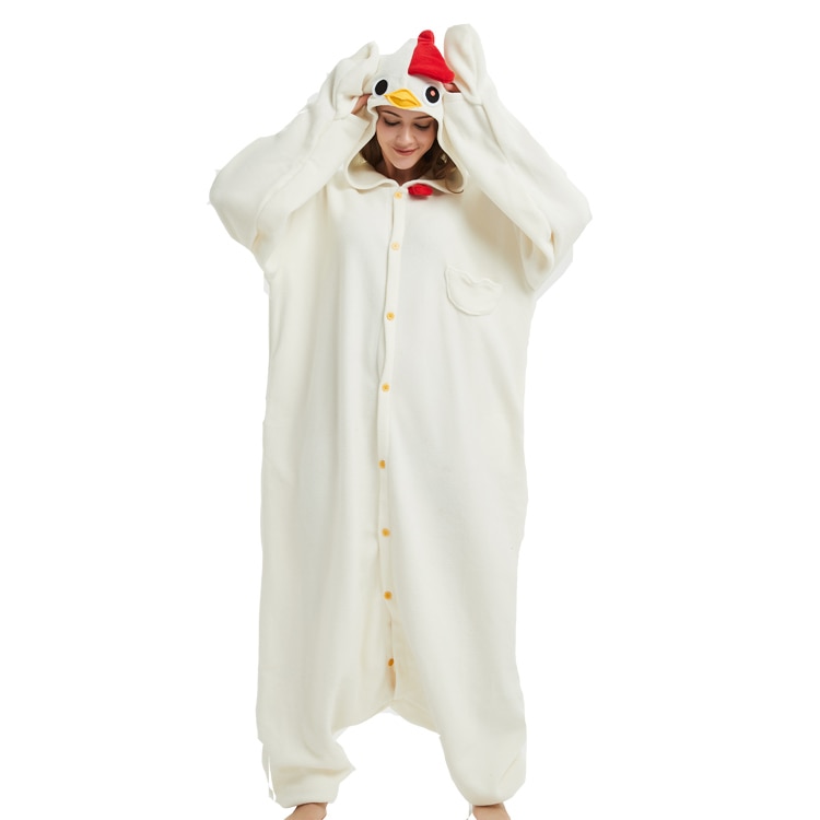HKSNG Animal Adult Kigurumi White Chicken Onesies Cartoon Family Party Rooster Cock Pajamas Cosplay Costumes Sleepwear