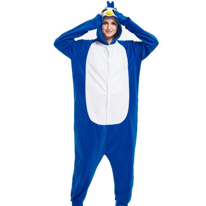 HKSNG Adult Blue Penguin Kigurumi Onesie Pajamas Cartoon Cute Halloween Family Party Costumes Jumpsuits Pyjamas Outfits