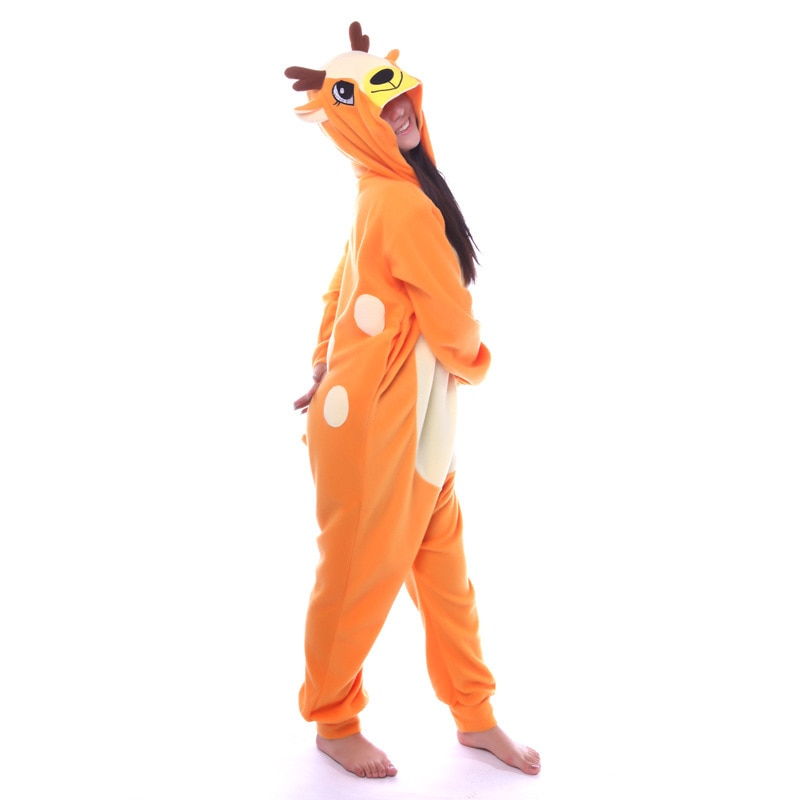 HKSNG New Adult Animal Sika Deer Onesies Cartoon Fleece Pajamas Cosplay Costumes Jumpsuits Best Gift For Women Men Kigurumi