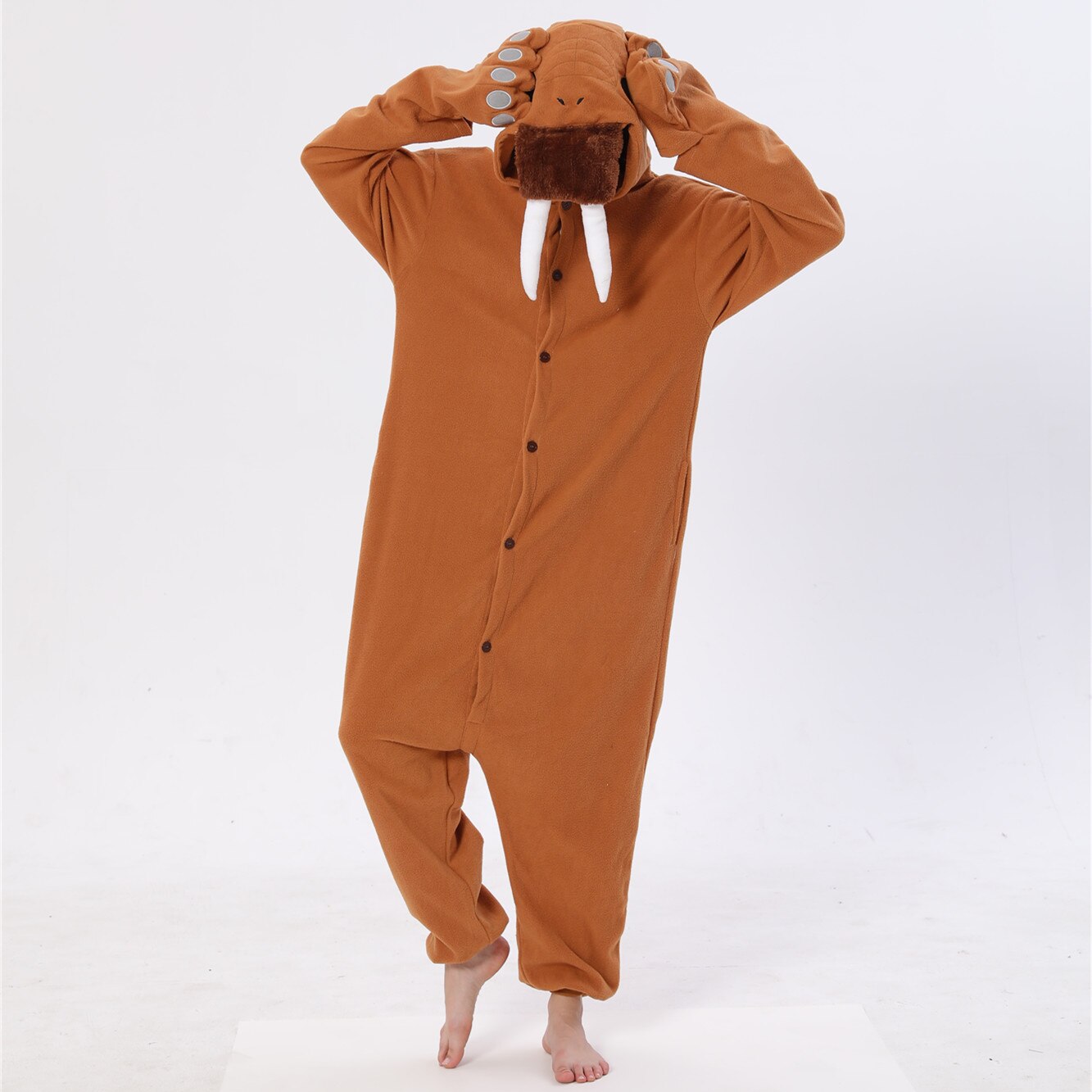HKSNG 2021 New Arrival Adult Animal Brown Sea Lions Kigurumi Onesies Seal Pajamas Cartoon Christmas Halloween Party Jumpsuits