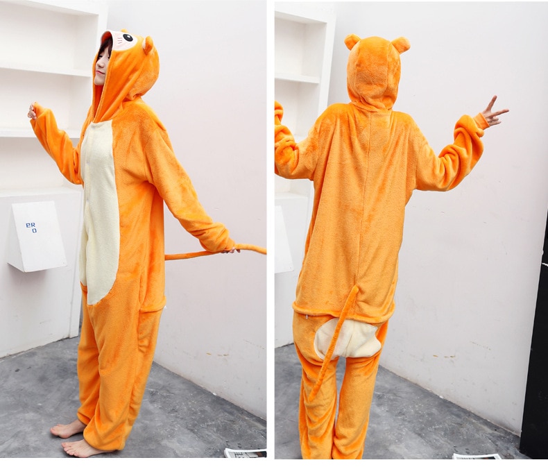 HKSNG Adult Monkey Onesie Pajamas High Quality Flannel Cartoon Halloween Party Costumes Jumpsuits Pyjamas Kigurumi