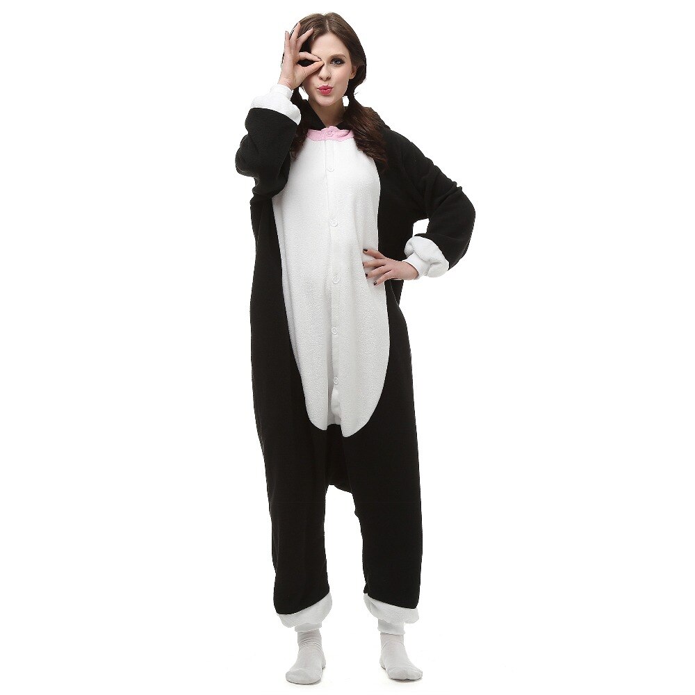 HKSNG Animal Adult Black Cat Kigurumi Onesie Pajamas Cartoon Family Halloween Party Costumes Hooded Best Christmas Gift
