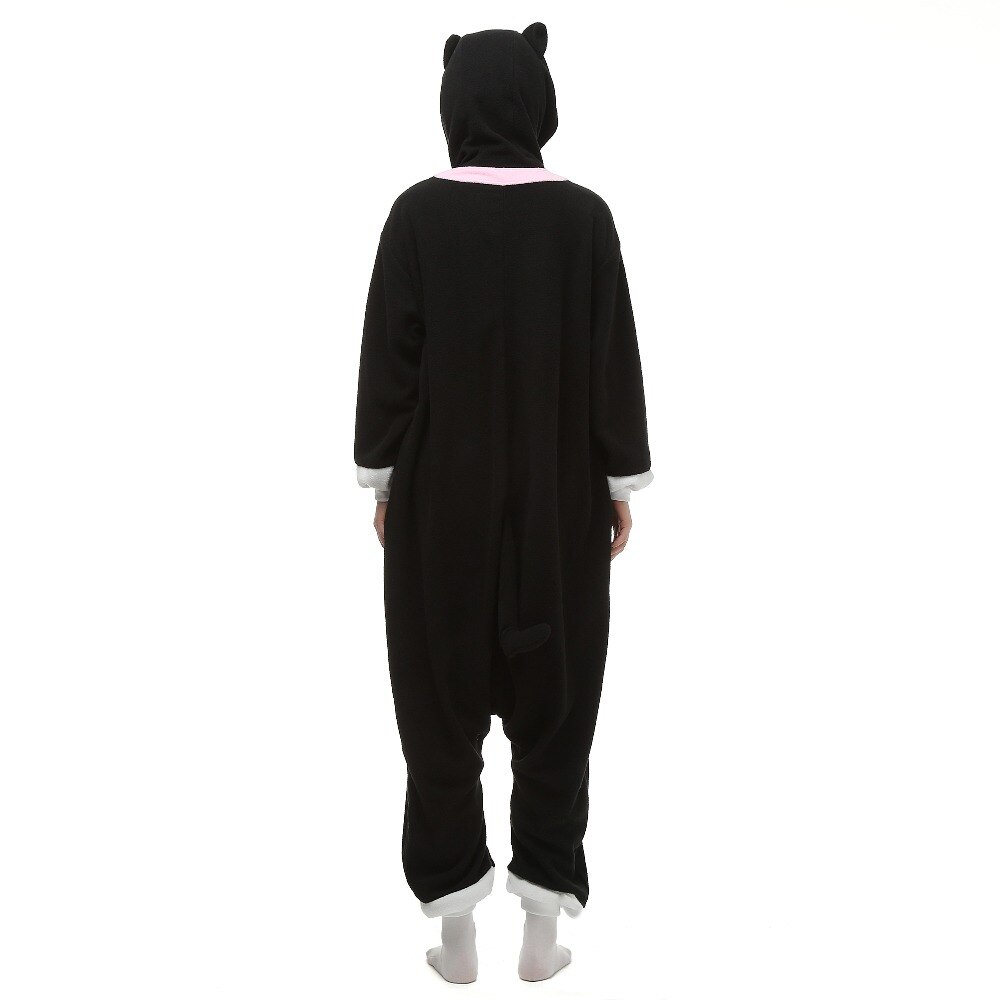 HKSNG Animal Adult Black Cat Kigurumi Onesie Pajamas Cartoon Family Halloween Party Costumes Hooded Best Christmas Gift