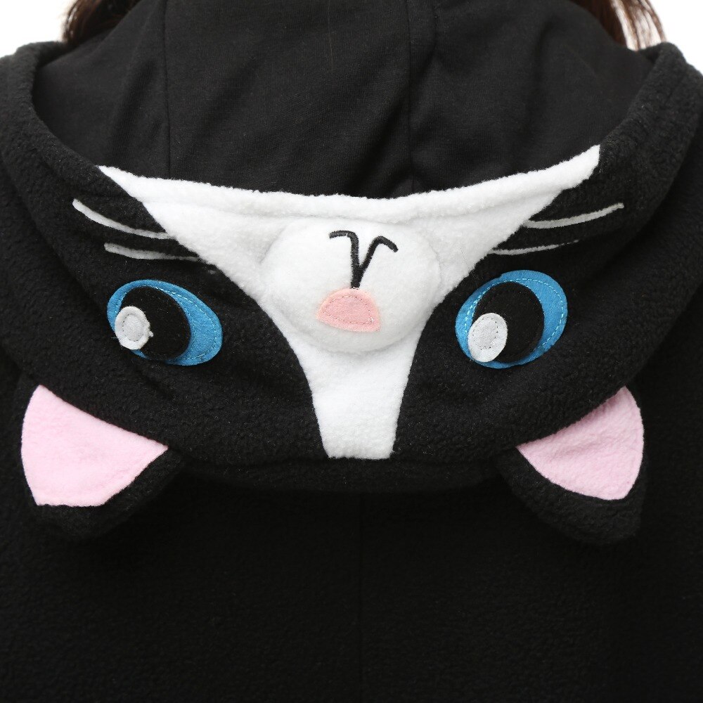 HKSNG Animal Adult Black Cat Kigurumi Onesie Pajamas Cartoon Family Halloween Party Costumes Hooded Best Christmas Gift