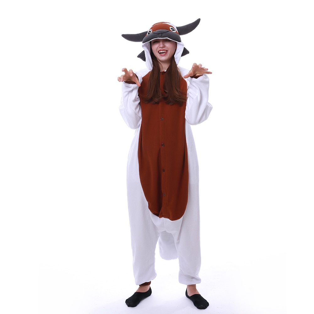 HKSNG 2021 New Arrival Adult Animal Brown Bull Kigurumi Onesies Pajamas Cartoon Christmas Halloween Party Jumpsuits Homewear