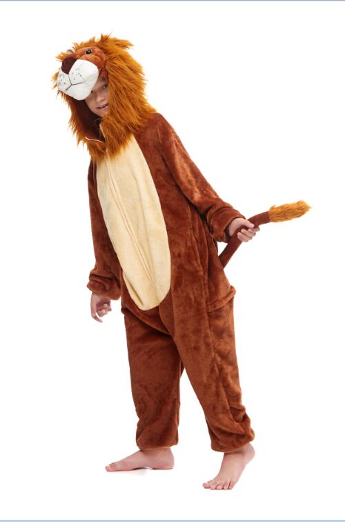 Flannel 3D Adult Kigurumi Lion Onesie Cartoon Pajama Animal Halloween Party Costume Jumpsuits Hooded Pyjamas Suit Outfit