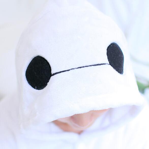 Adult Kigurumi Baymax Onesies Flannel Cartoon Pajamas Animal Halloween Party Costume Jumpsuits Hooded Pyjamas Suit Outfit