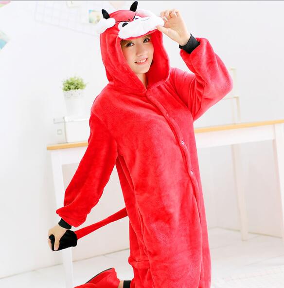 HKSNG Adult Bull Kigurumi Onesie Pajamas Flannel Family Party Costumes Jumpsuits Homewear Suit Outfits