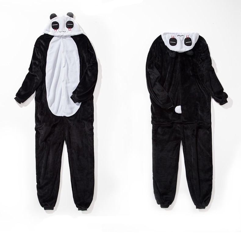 HKSNG Adult Panda Pajamas Flannel Cartoon Cute Onesies Halloween Family Party Cosplay Costumes Jumpsuits Pyjamas Kigurumi