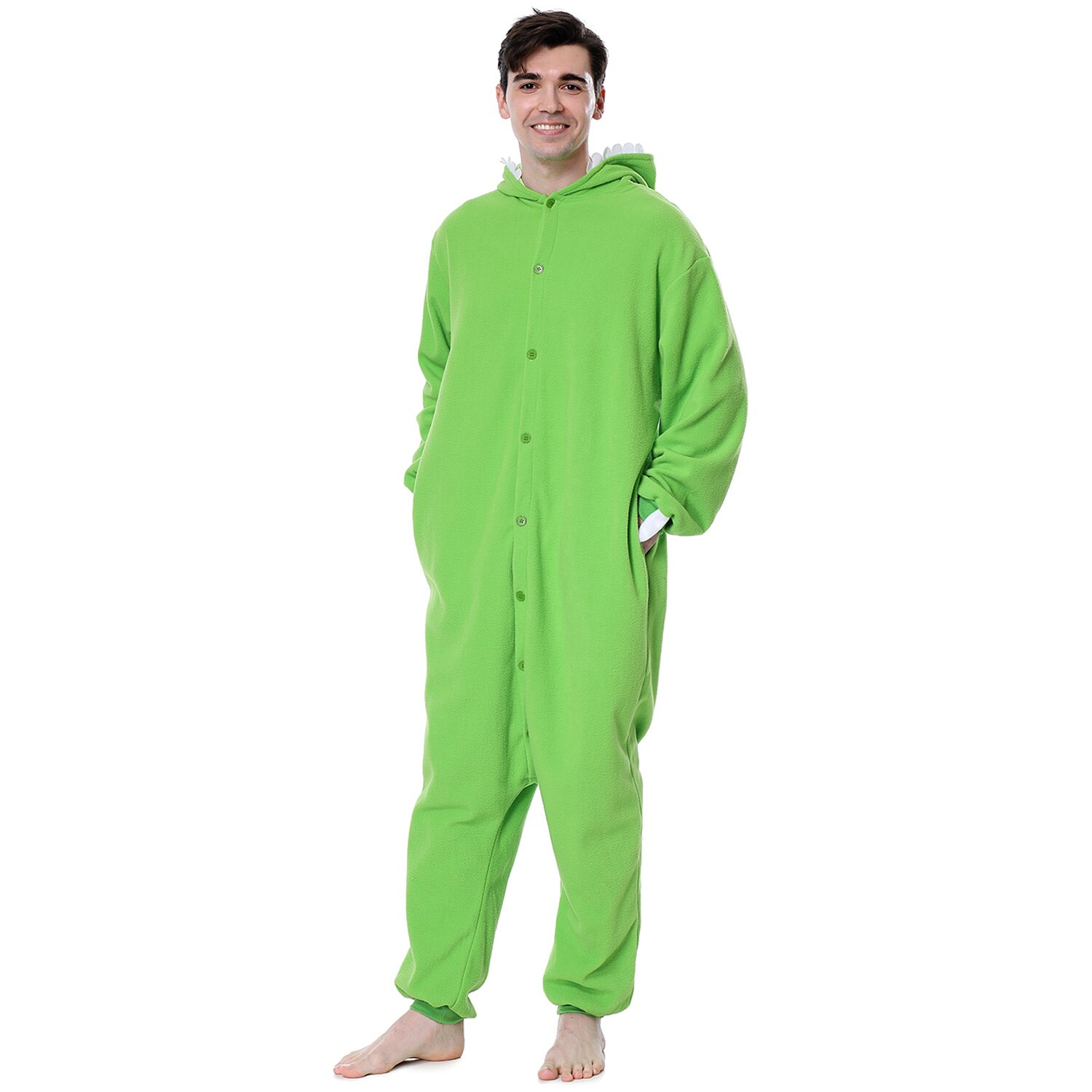 Mike Wazowski Onesies Green Monster Pajamas Men's Funny Suit Anime Kigurumis Outfit Couple Homewear Unisex