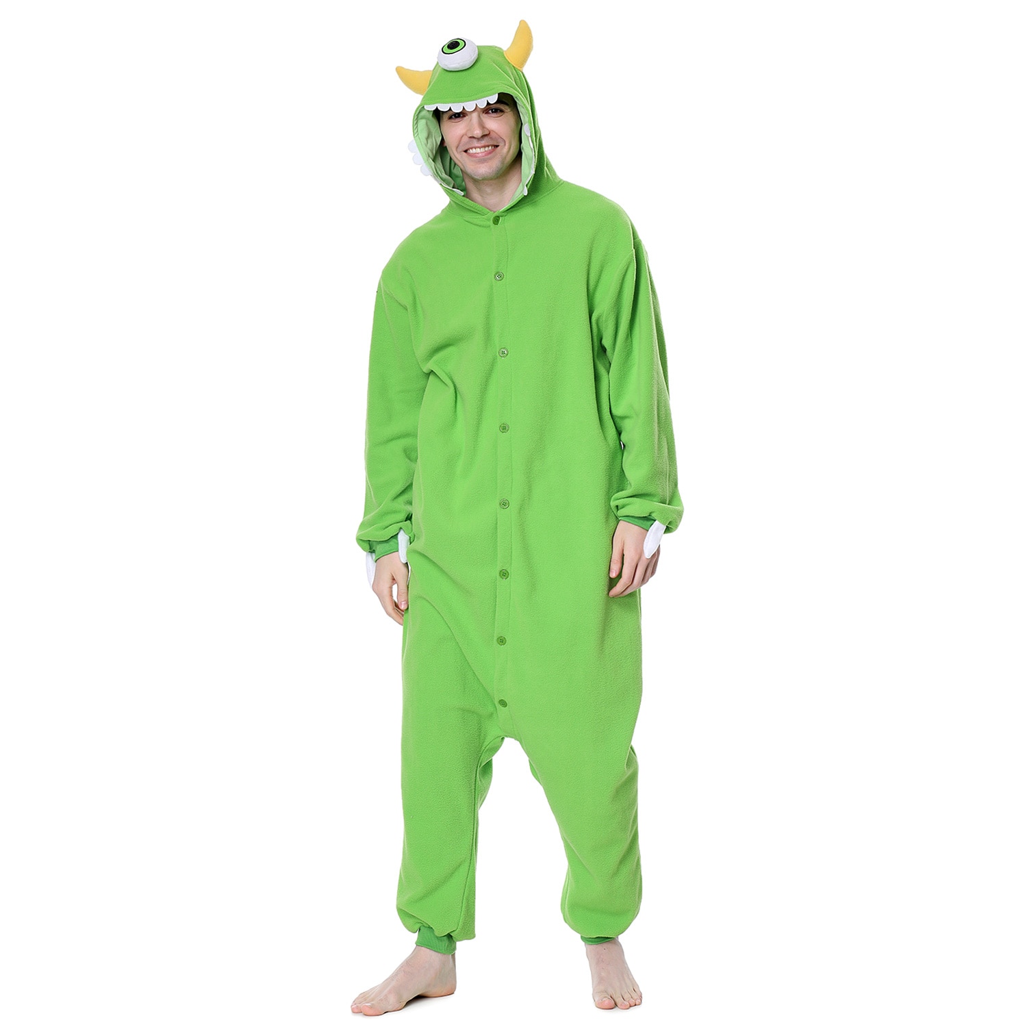 Mike Wazowski Onesies Green Monster Pajamas Men's Funny Suit Anime Kigurumis Outfit Couple Homewear Unisex