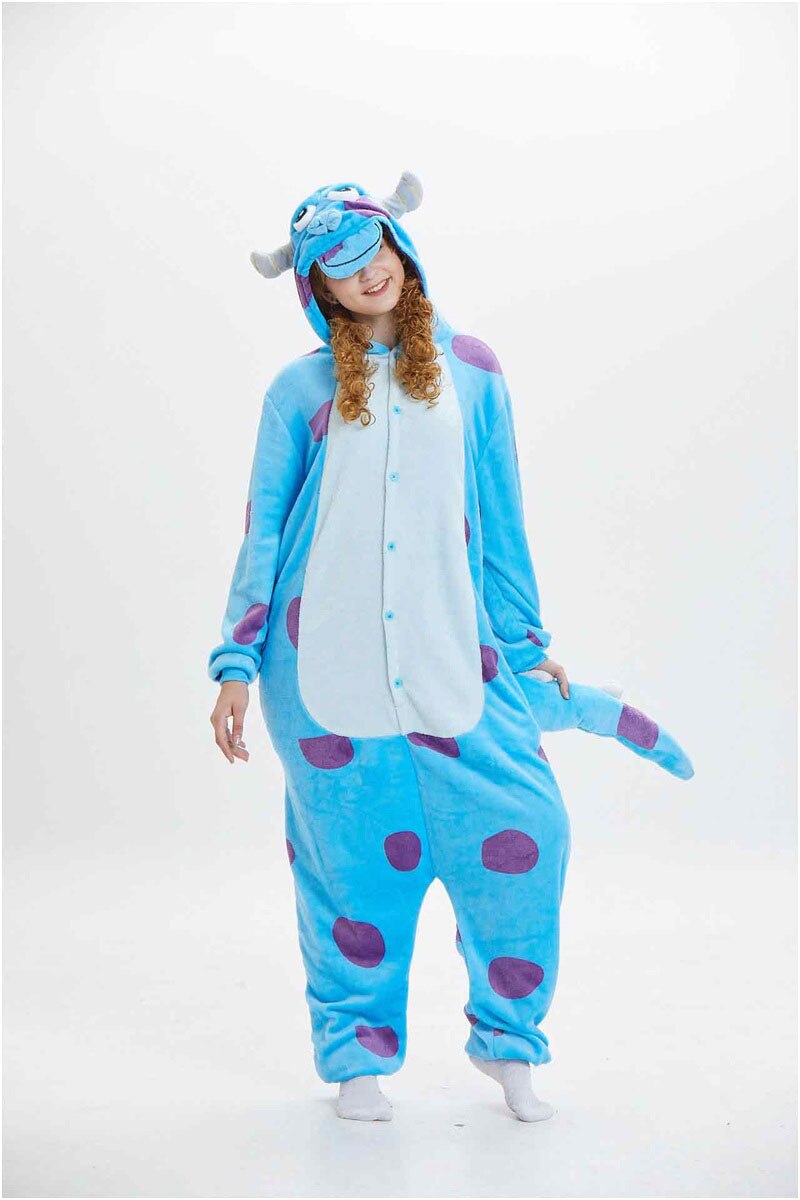 Women Animal Onesie Monster Sullivan Kigurumis Sully Pajama Funny Suit Adult Cartoon Soft Warm Overalls Jumpsuit Fantasias Fancy