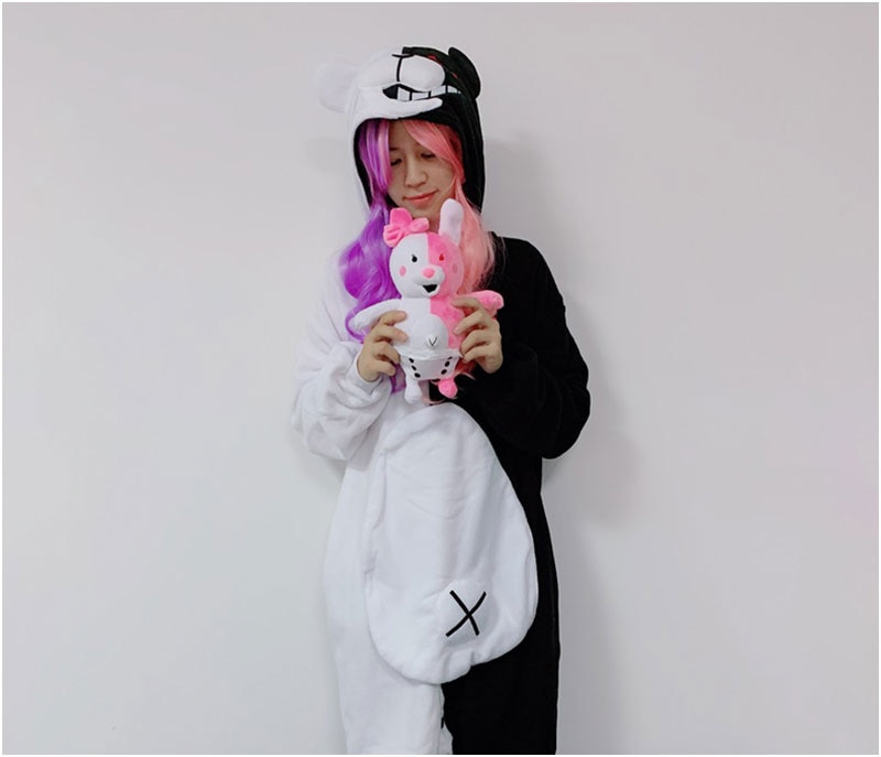 Danganronpa Monokuma Kigurumis With Toy Funny Cute Couples Onesie Festival Gift Women Overalls Sleepwear Pajama Adult Suit