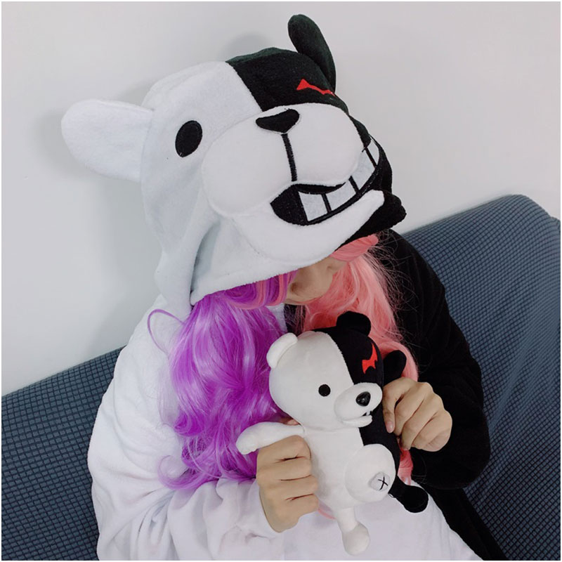 Danganronpa Monokuma Kigurumis With Toy Funny Cute Couples Onesie Festival Gift Women Overalls Sleepwear Pajama Adult Suit