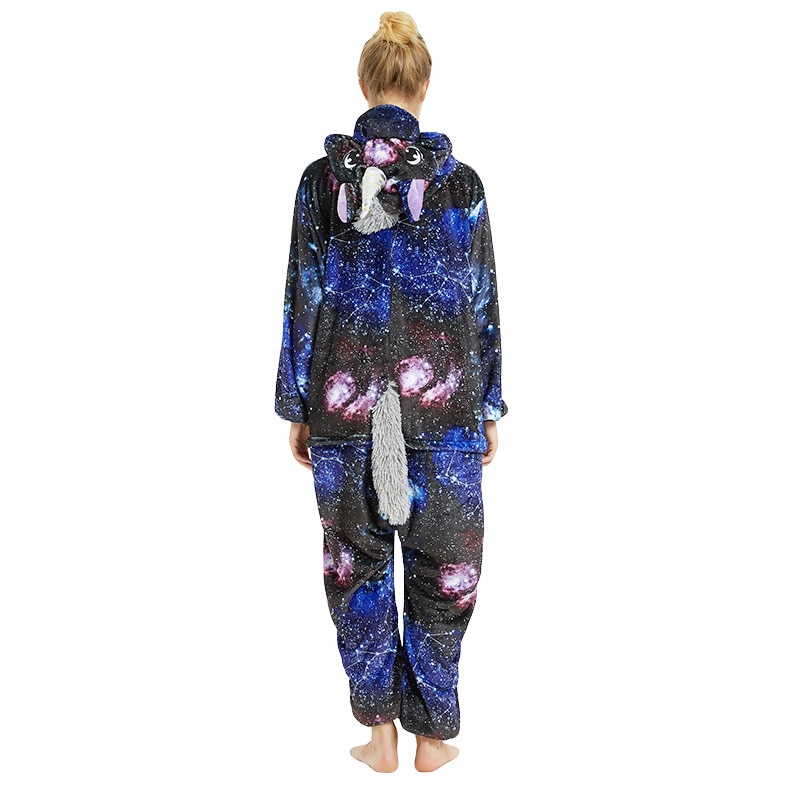 Zipper Unicorn Onesie Kigurumis Adult Women Girl Home Jumpsuit Animal Funny Pajama Festival Party Overalls Winter Warm Cozy Suit