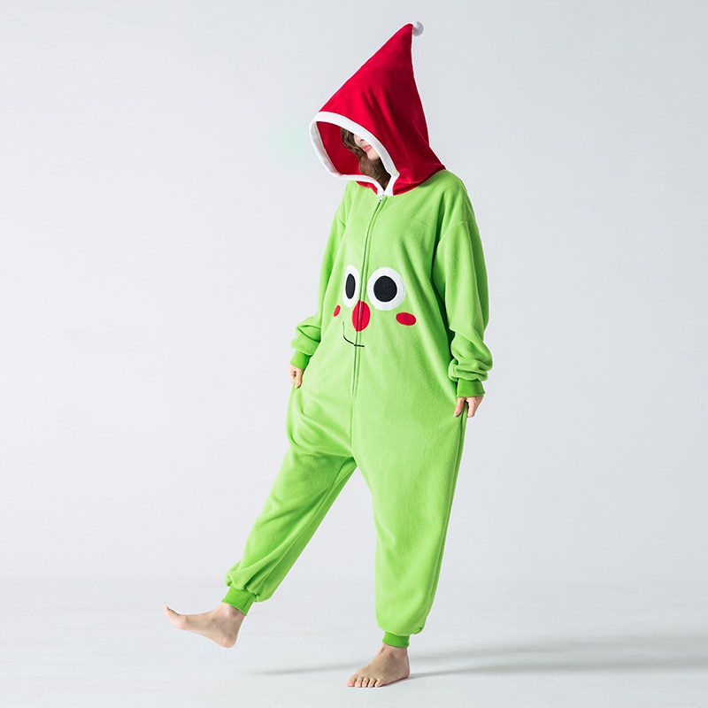 Christmas ELK Onesie Kigurumis Women Pajama Funny Cute Overalls Adult Winter Homewear Festival Outfit Button Polar Fleece