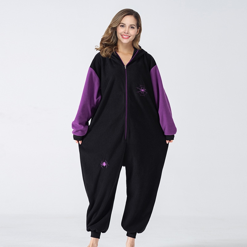 Halloween Spider Onesie Unisex Kigurumis Women Pajama Funny Cute Overall Adult Winter Homewear Black Festival Outfit Button Halloween Spider Onesie Unisex Kigurumis Women Pajama Funny Cute Overall Adult Winter Homewear Black Festival Outfit Button