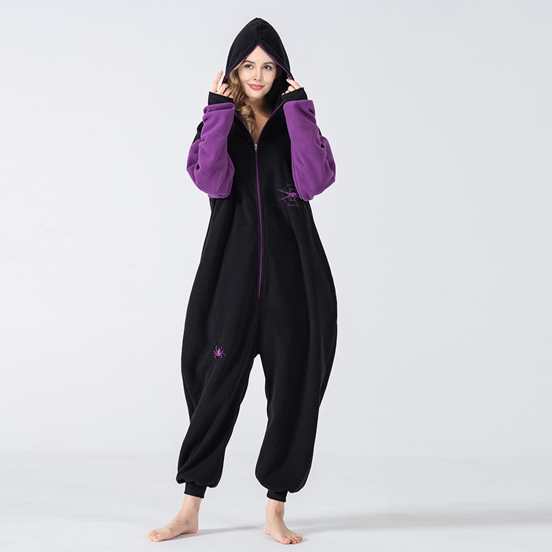 Halloween Spider Onesie Unisex Kigurumis Women Pajama Funny Cute Overall Adult Winter Homewear Black Festival Outfit Button Halloween Spider Onesie Unisex Kigurumis Women Pajama Funny Cute Overall Adult Winter Homewear Black Festival Outfit Button
