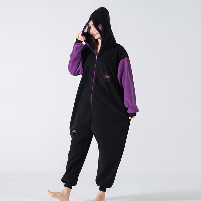 Halloween Spider Onesie Unisex Kigurumis Women Pajama Funny Cute Overall Adult Winter Homewear Black Festival Outfit Button Halloween Spider Onesie Unisex Kigurumis Women Pajama Funny Cute Overall Adult Winter Homewear Black Festival Outfit Button