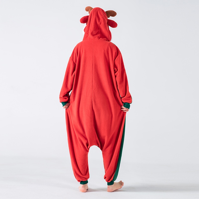 Christmas Couple Onesie ELK Kigurumis Women Pajama Funny Cute Animal Overalls Adult Winter Homewear Jumpsuit Deer Outfit Button
