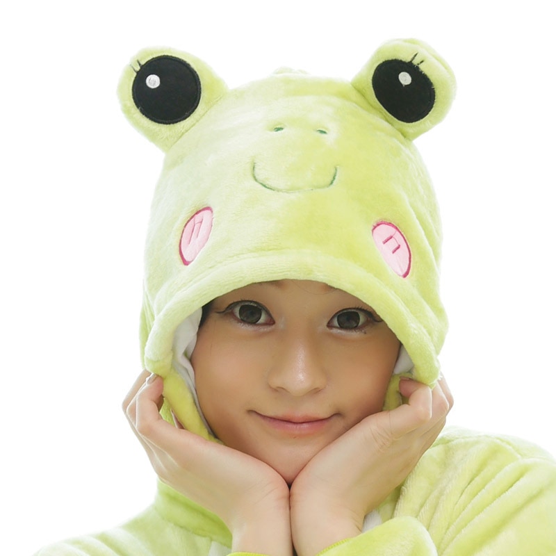 Frog Kigurumis Light Green Onesie Lovely Animal Pajamas Women Unisex Adult Overalls Winter Flannel Suit