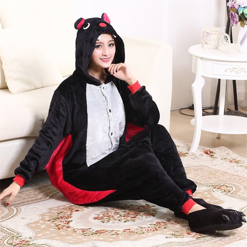 Bat Kigurumis Women Girls Pajama Animal Onesie Funny Cute Suit Winter Warm Sleepwear Festival Cartoon Party Outfit Overalls