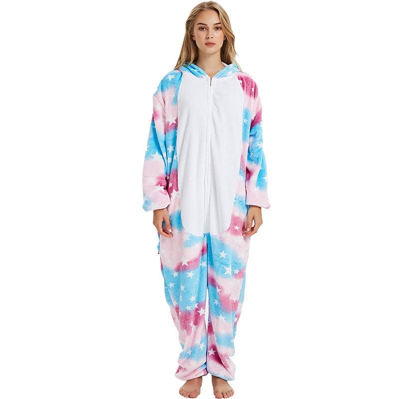 Unicorn Pajama Women Adult Lovely Suit Animal Cartoon Kigurumis Zipper Jumpsuit Fashion Street Wear Outfit Winter Warm Onesie