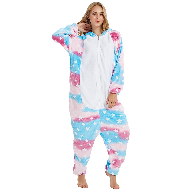 Unicorn Pajama Women Adult Lovely Suit Animal Cartoon Kigurumis Zipper Jumpsuit Fashion Street Wear Outfit Winter Warm Onesie