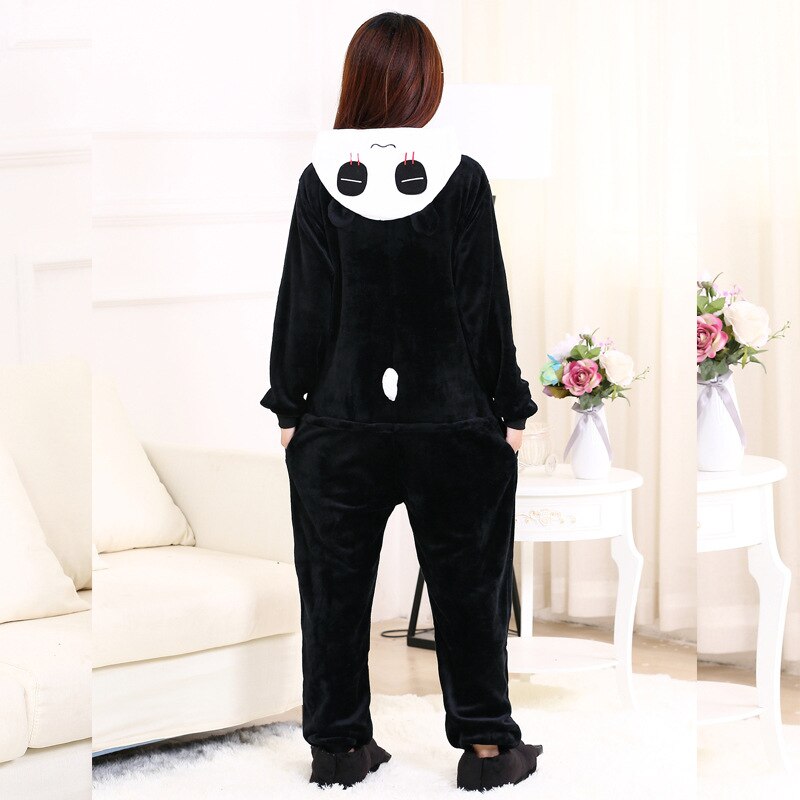 Panda Kigurumis Unisex Women Onesie Winter Animal Pajama Funny Cute Party Suit Black White Cartoon Overall Home Play Jumpsuit
