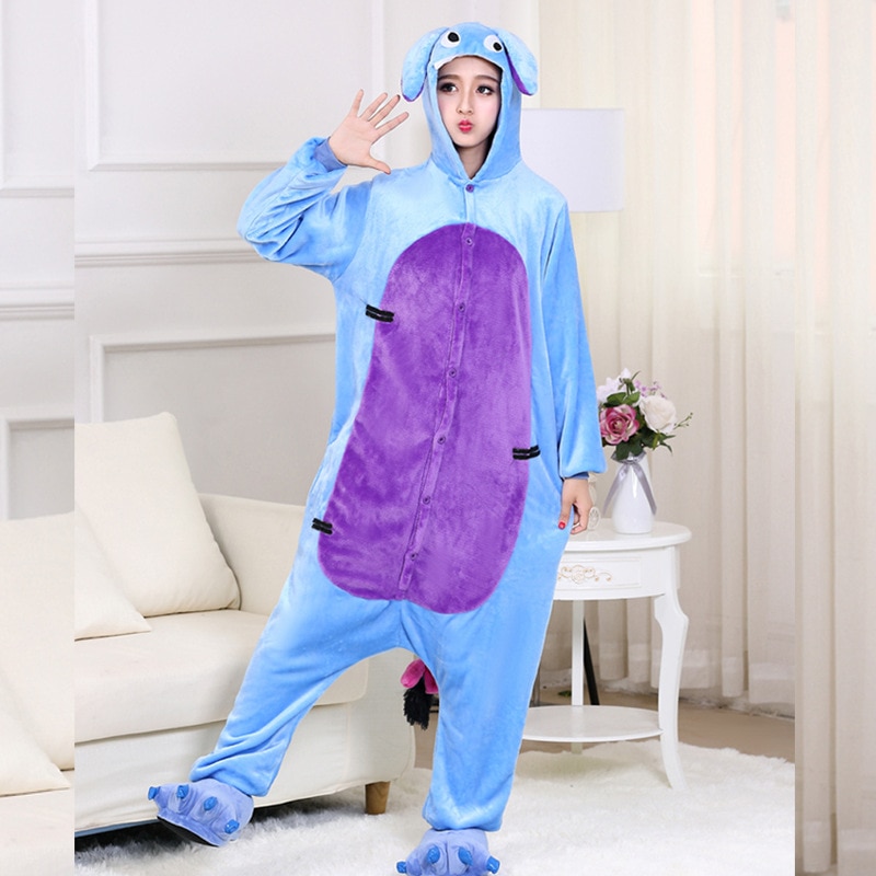 Donkey Onesie Cartoon Animal Overall Pajama Adult Couple Kigurumis Men Women Blue Funny Suit High Quality Flannel