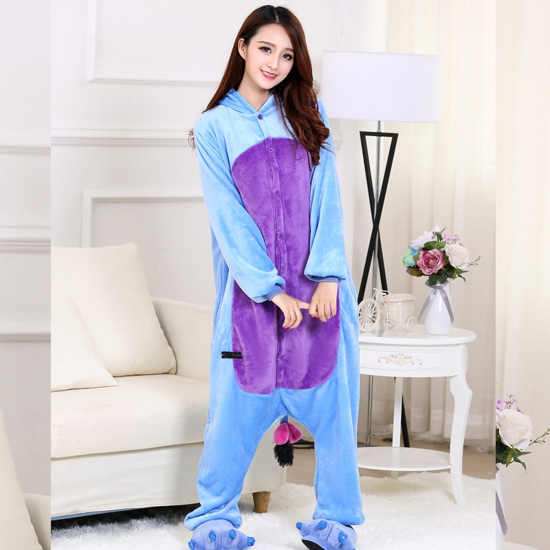 Donkey Onesie Cartoon Animal Overall Pajama Adult Couple Kigurumis Men Women Blue Funny Suit High Quality Flannel