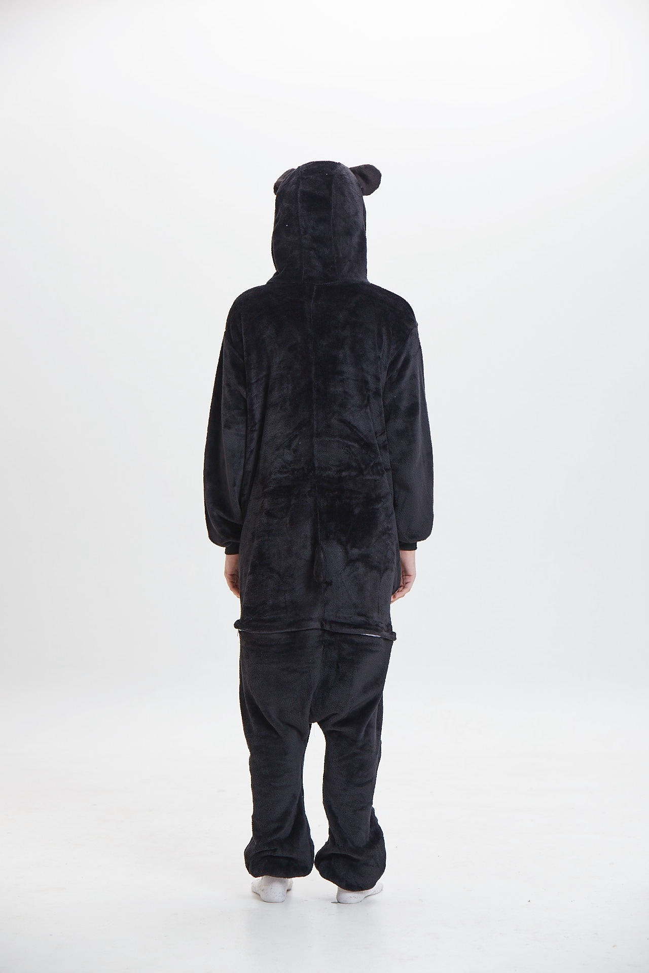 Kumamon Kigurumis Onesie Women Adult Black Bear Pajama Funny Cute Animal Cartoon Jumpsuit Winter Warm Soft Street Wear