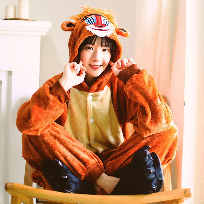 Baboon Soft Polar Fleece Kigurumi Onesie Pajama For Adults ...