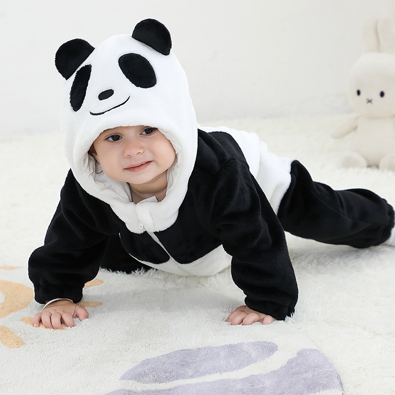 Smile Panda Clothes Baby Animal Cosplay Costume Warm Jumpsuit Onesies Winter Outfit Boy Girl Funny Suit With Hooded