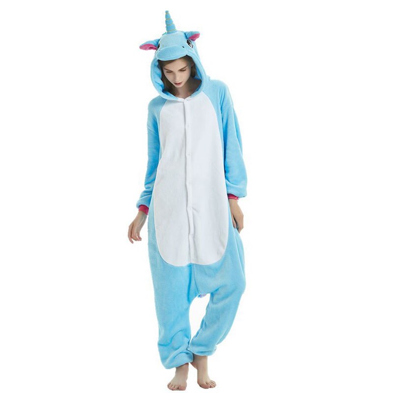 Mother Kids Pajama Family Matching Outfits Blue Unicorn Onesie Kigurumis Halloween Christmas Jumpsuit Cute Cloth Animal Overalls
