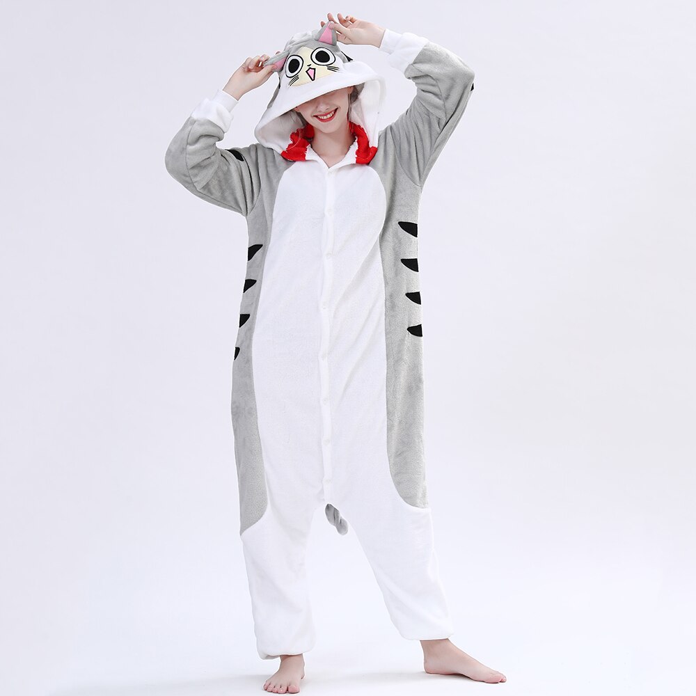 Chi Cat Onesie Animal Kigurumis Women Girls Halloween Family Suit Warm Pajama Set With Slippers Chiristmas Cute Sleepwear Unisex